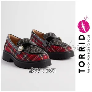 Torrid x Betsey Johnson Red Plaid Buckle Loafers 8WW 8 Wide Width — New!
