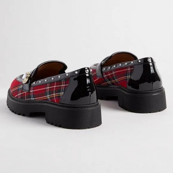Torrid x Betsey Johnson Red Plaid Buckle Loafers 8WW 8 Wide Width — New!