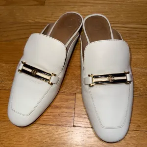 TORY BURCH AMELIA BACKLESS LOAFER 6 1/5M PERFECT IVORY CALF LEATHER