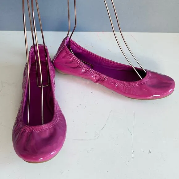 Tory Burch ballet flats size 7 pink Eddie patent leather lighweight slip on