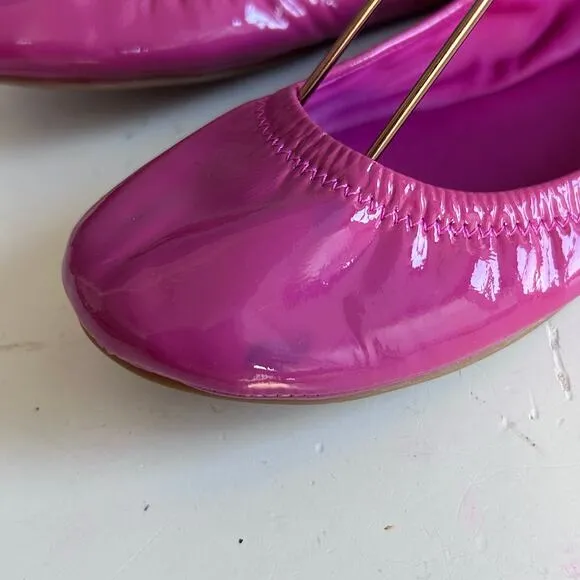 Tory Burch ballet flats size 7 pink Eddie patent leather lighweight slip on