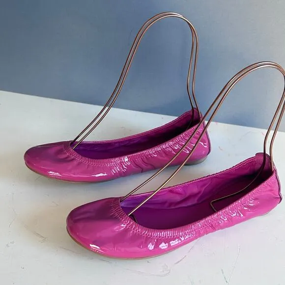 Tory Burch ballet flats size 7 pink Eddie patent leather lighweight slip on