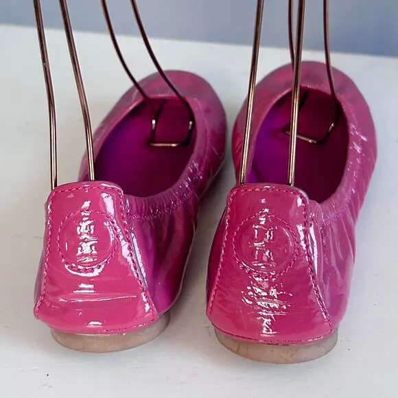Tory Burch ballet flats size 7 pink Eddie patent leather lighweight slip on