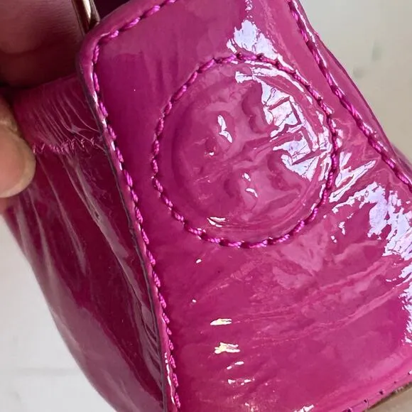 Tory Burch ballet flats size 7 pink Eddie patent leather lighweight slip on