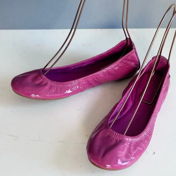 Tory Burch ballet flats size 7 pink Eddie patent leather lighweight slip on