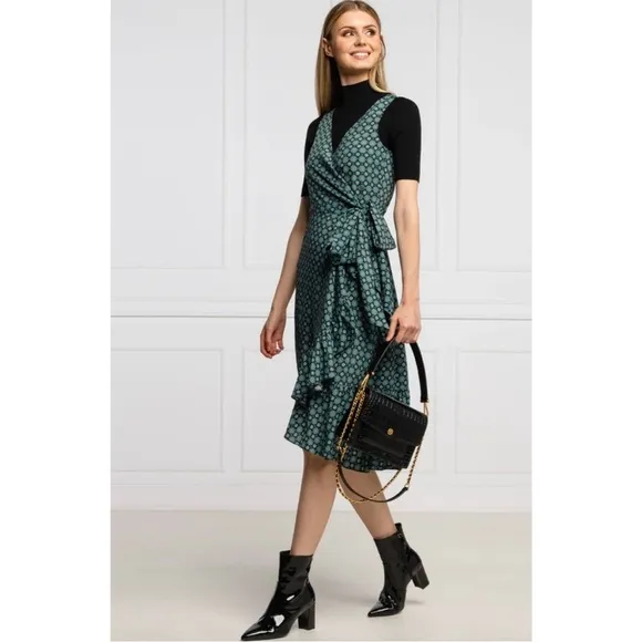 Tory Burch Batik Medallion Ruffle Wrap Dress Size 0