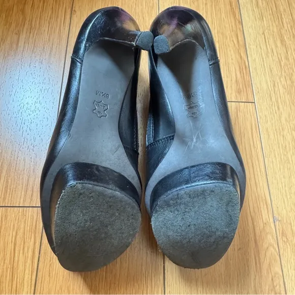 Tory Burch Black All Leather Platform Stiletto High Heel Booties Round Toe 8.5