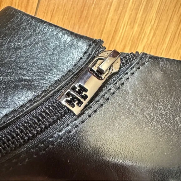 Tory Burch Black All Leather Platform Stiletto High Heel Booties Round Toe 8.5