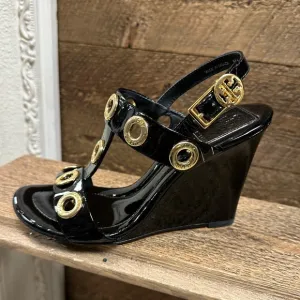 Tory Burch, black wedge sandal size 5