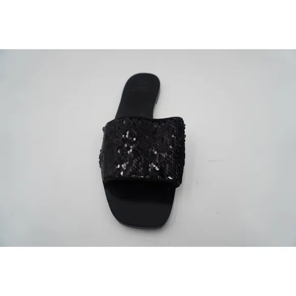 Tory Burch Carter Reversible Black/Silver Sequin Embellishments Slide Size 9M