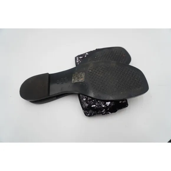 Tory Burch Carter Reversible Black/Silver Sequin Embellishments Slide Size 9M