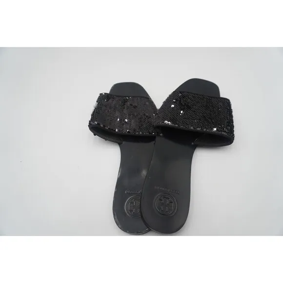 Tory Burch Carter Reversible Black/Silver Sequin Embellishments Slide Size 9M