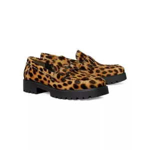 Tory Burch Classic Lug Loafers in Leopard Print Calf Hair 6