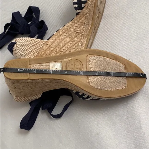 Tory Burch Clubhouse navy and cream geometric espadrilles 39