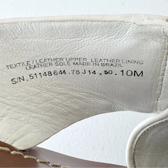 Tory Burch culver canvas linen leather crisscross wedge sandals 10