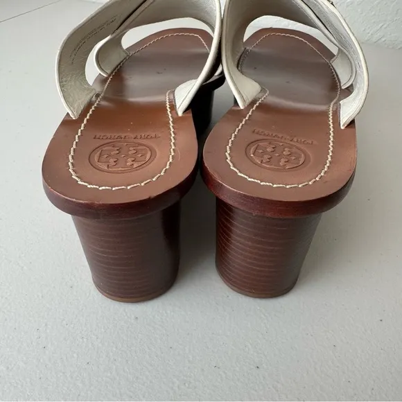 Tory Burch culver canvas linen leather crisscross wedge sandals 10