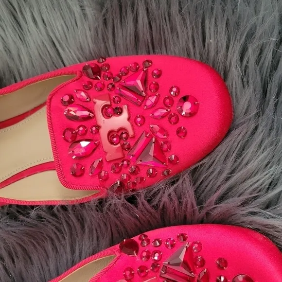 Tory Burch Delphine Embellished Crystal Almond Toe Loafers