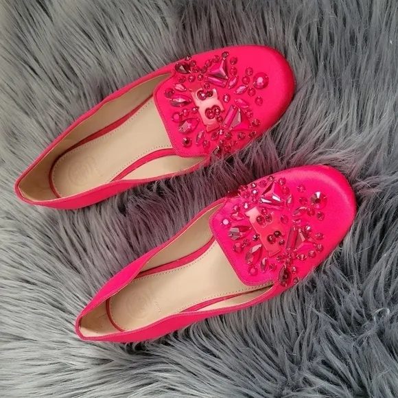 Tory Burch Delphine Embellished Crystal Almond Toe Loafers