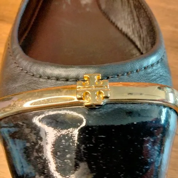 Tory Burch Flats Womens Size 7 Black Leather Slip Ons