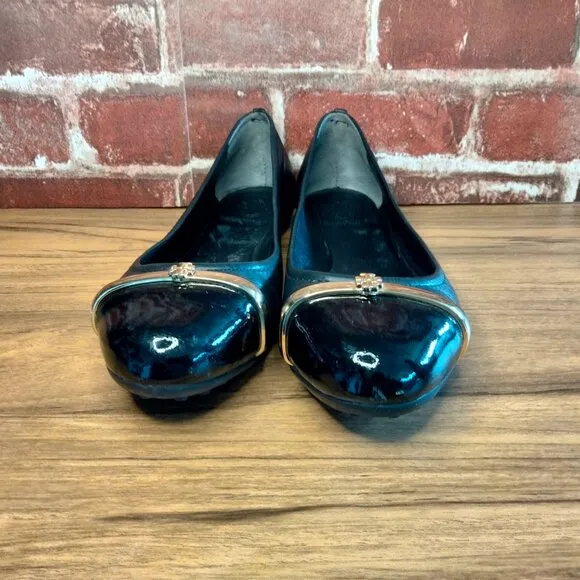 Tory Burch Flats Womens Size 7 Black Leather Slip Ons