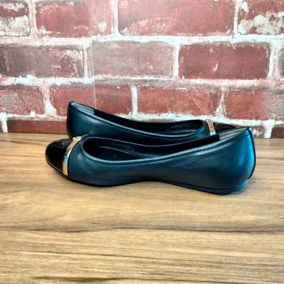 Tory Burch Flats Womens Size 7 Black Leather Slip Ons