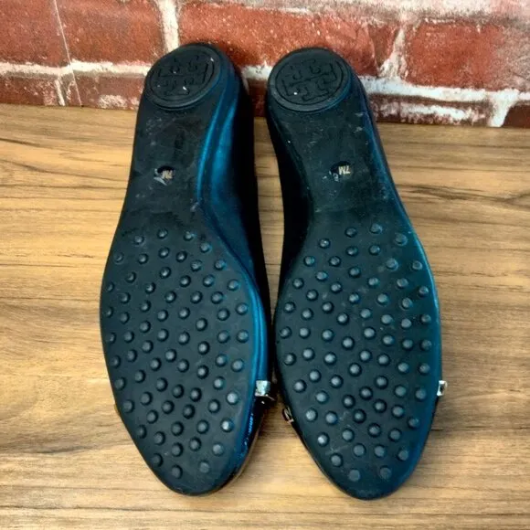 Tory Burch Flats Womens Size 7 Black Leather Slip Ons