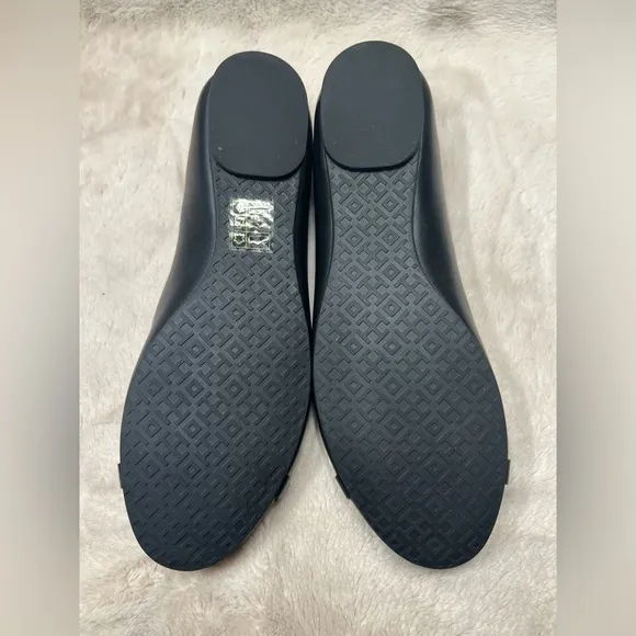 Tory Burch Gabriel Black Leather Slip On Ballet Flats Size 6.5