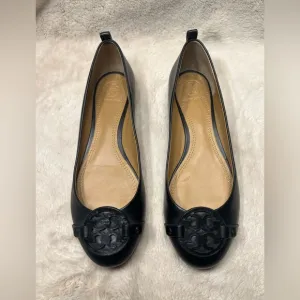 Tory Burch Gabriel Black Leather Slip On Ballet Flats Size 6.5