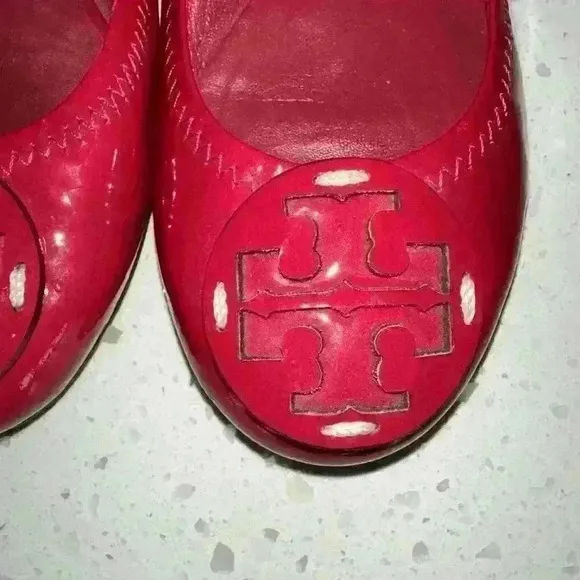 Tory Burch Hot Pink‎ Patent Leather Ballet Flats Reva 6M Women's Slip On