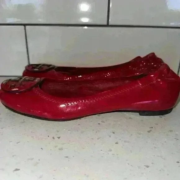 Tory Burch Hot Pink‎ Patent Leather Ballet Flats Reva 6M Women's Slip On