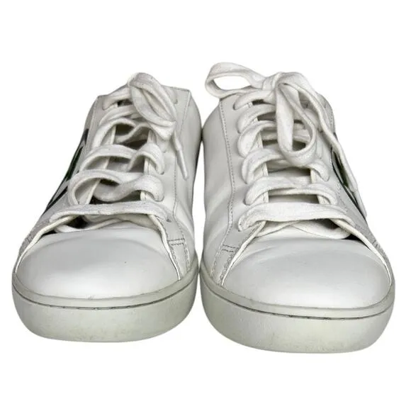 Tory Burch Leigh Court Sneaker Women Size 9White Leather Blue Logo causal