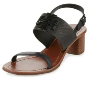 Tory Burch Lowell 2 Perforated Leather Heel Black Size 10.5