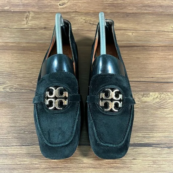 TORY BURCH ‘Metal Miller’ Black Suede Loafers Women’s Size 9 Shoes