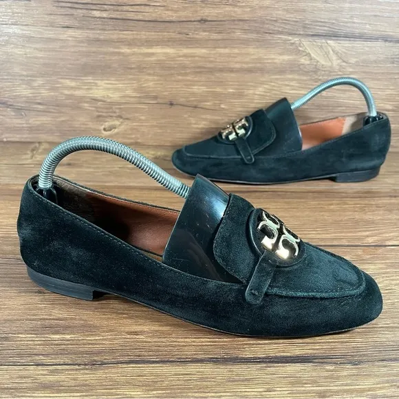 TORY BURCH ‘Metal Miller’ Black Suede Loafers Women’s Size 9 Shoes