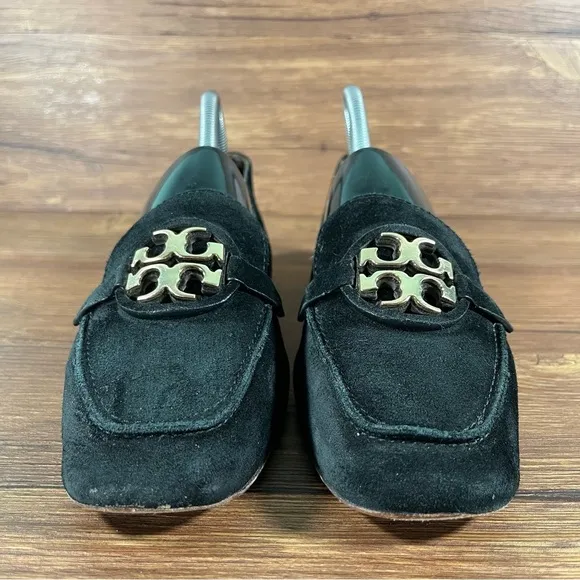 TORY BURCH ‘Metal Miller’ Black Suede Loafers Women’s Size 9 Shoes