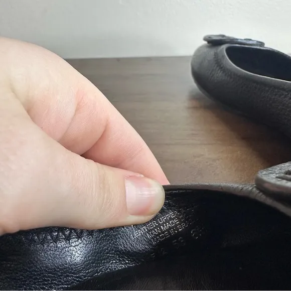 Tory Burch Minnie Black Leather Ballet Flats Sz 6 Womens