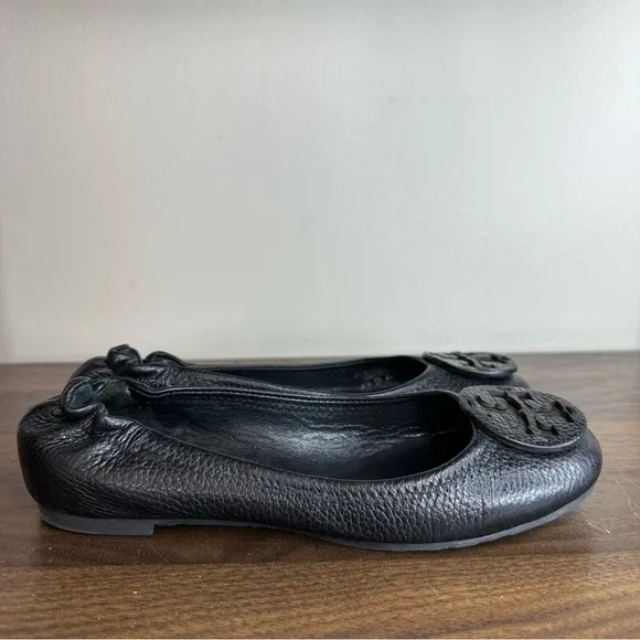 Tory Burch Minnie Black Leather Ballet Flats Sz 6 Womens