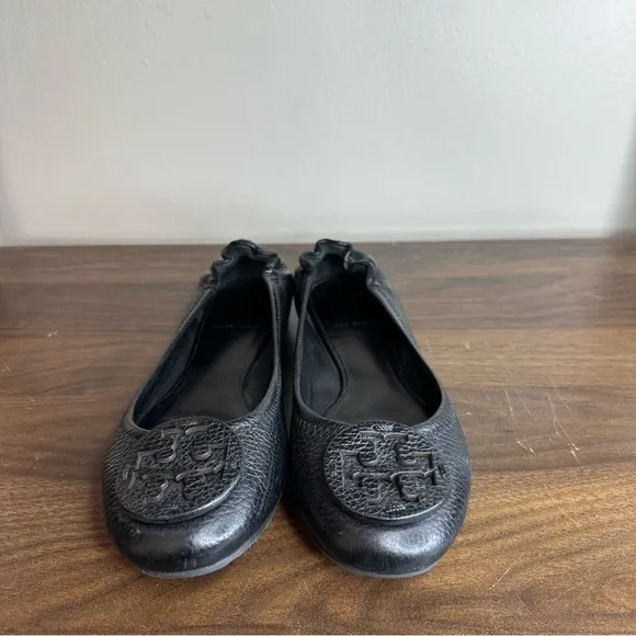 Tory Burch Minnie Black Leather Ballet Flats Sz 6 Womens
