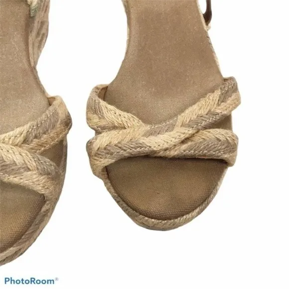 Tory Burch natural Camelia jute wedge sandals