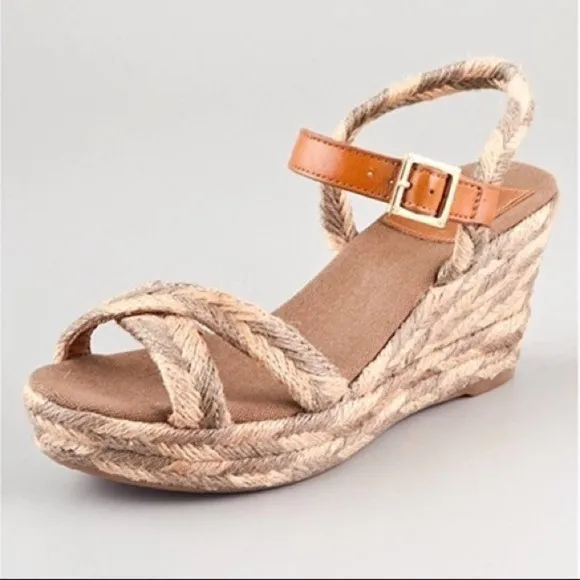 Tory Burch natural Camelia jute wedge sandals