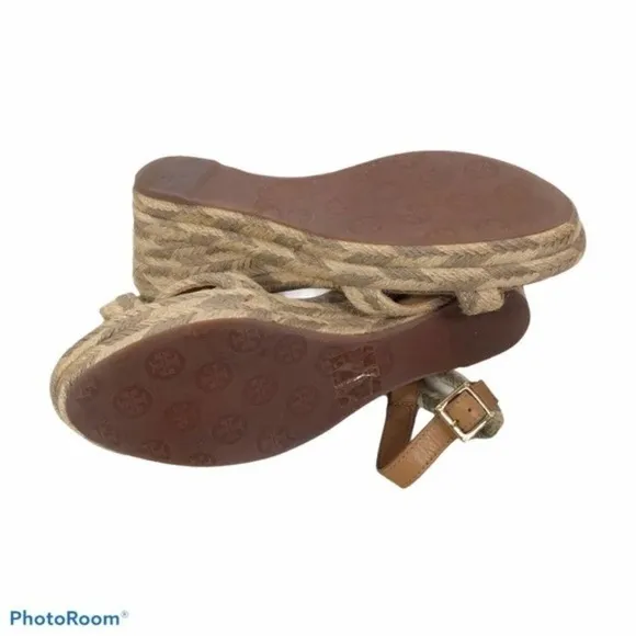 Tory Burch natural Camelia jute wedge sandals