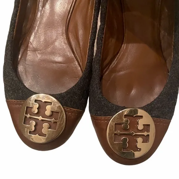 Tory Burch Parker Ballet Gray‎ Brown Wool Slip On Flats