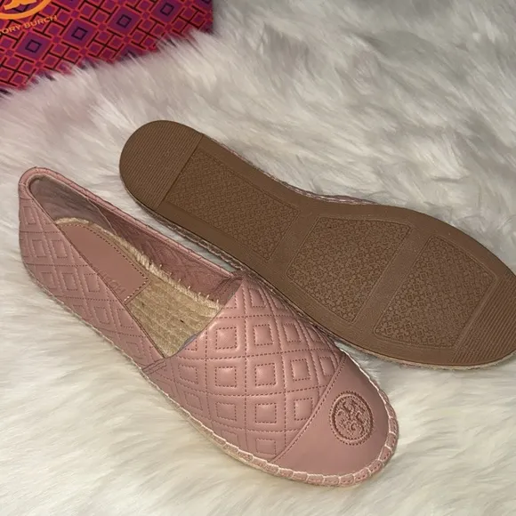 Tory Burch Pink Espadrille Shoes with Iconic Logo