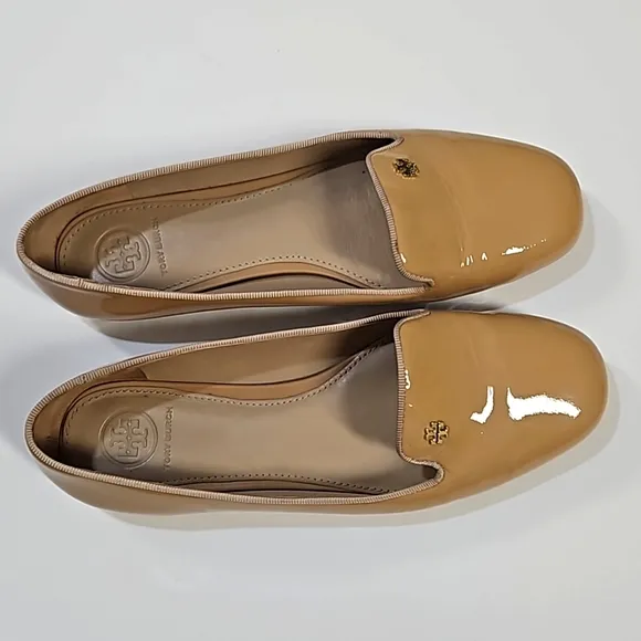 Tory Burch Samantha Smoking patent leather tan/beige loafers women's size 7.5