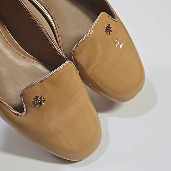 Tory Burch Samantha Smoking patent leather tan/beige loafers women's size 7.5