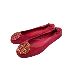 Tory Burch Slip-On Suede Reva Ballet Flats Womens Red Size 9.5