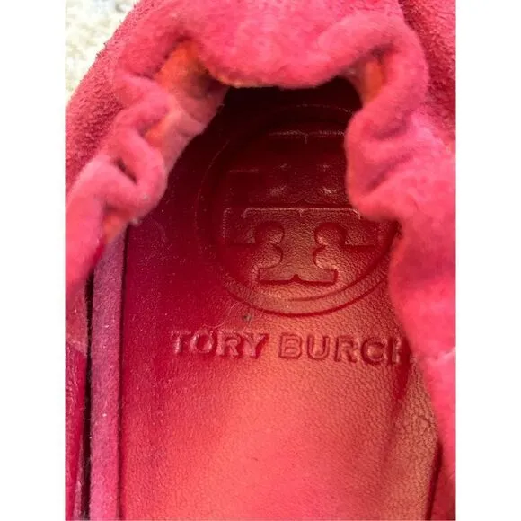 Tory Burch Slip-On Suede Reva Ballet Flats Womens Red Size 9.5