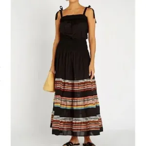 TORY BURCH Smocked sundress - black/webbing stripe - size XS