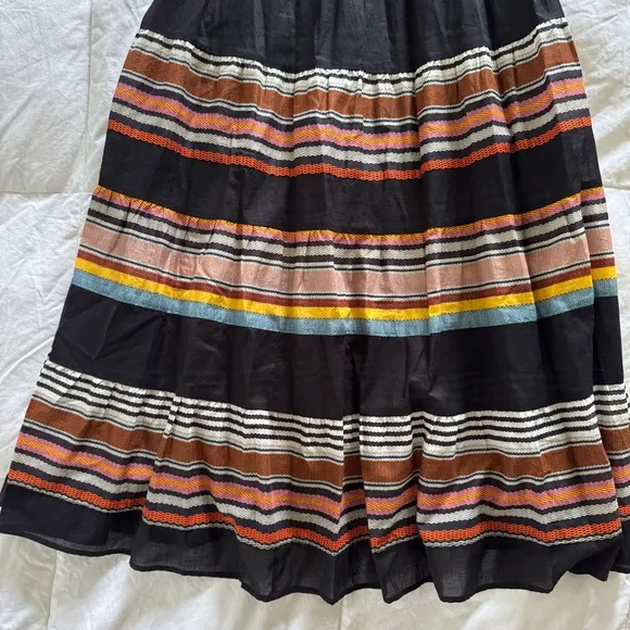 TORY BURCH Smocked sundress - black/webbing stripe - size XS