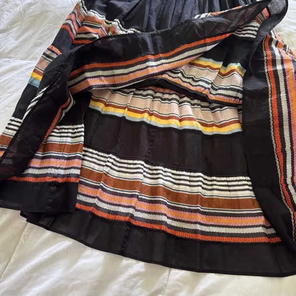 TORY BURCH Smocked sundress - black/webbing stripe - size XS